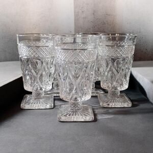 Vintage 1980s Set of 5 Imperial Cape Cod Clear Iced Tea Goblets